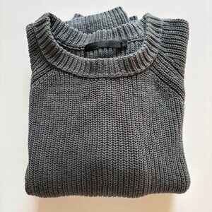 Jenni Kayne Cotton Fisherman Sweater in Grey/Blue sz L